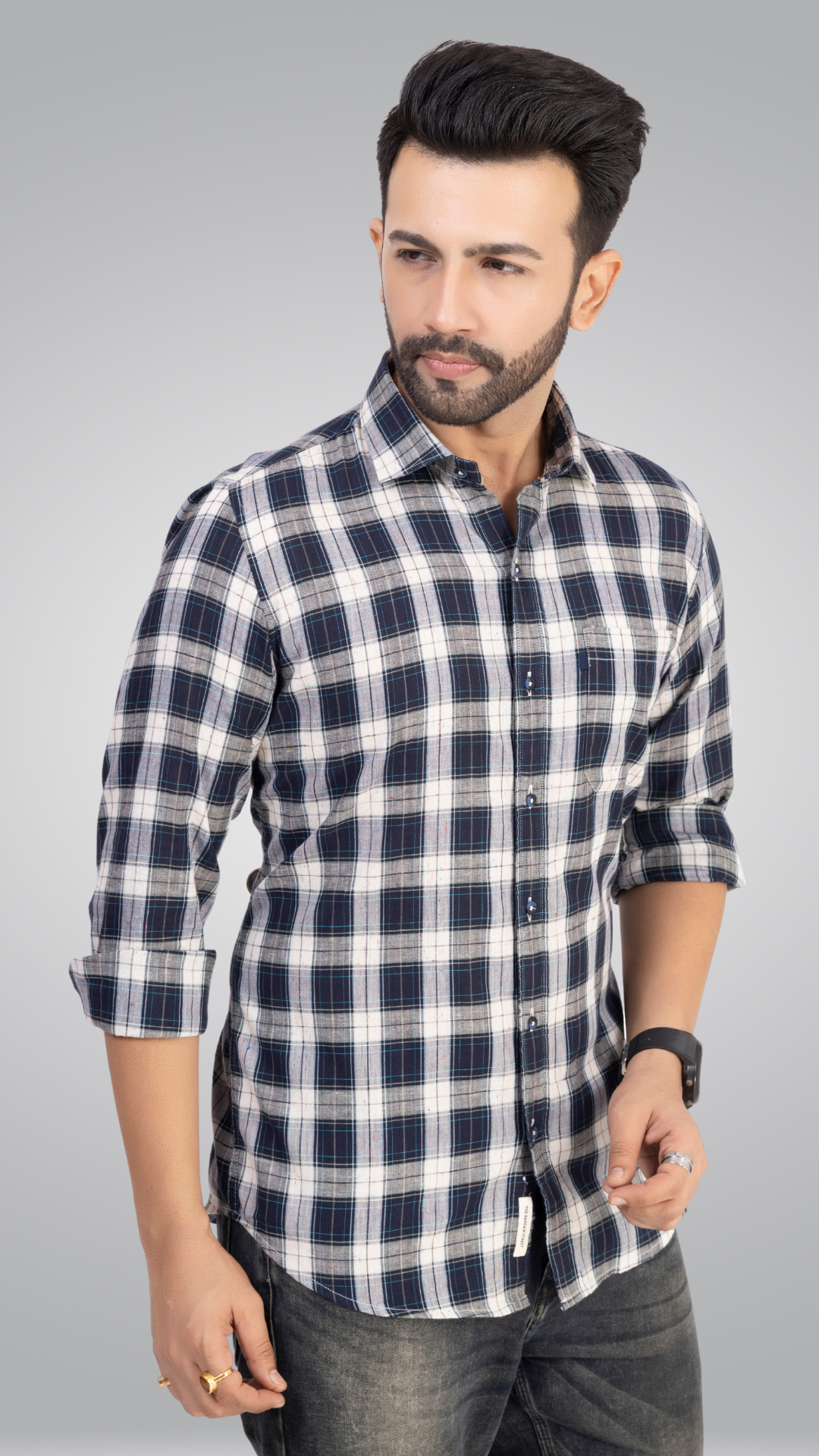 Blue and White Checks Shirt