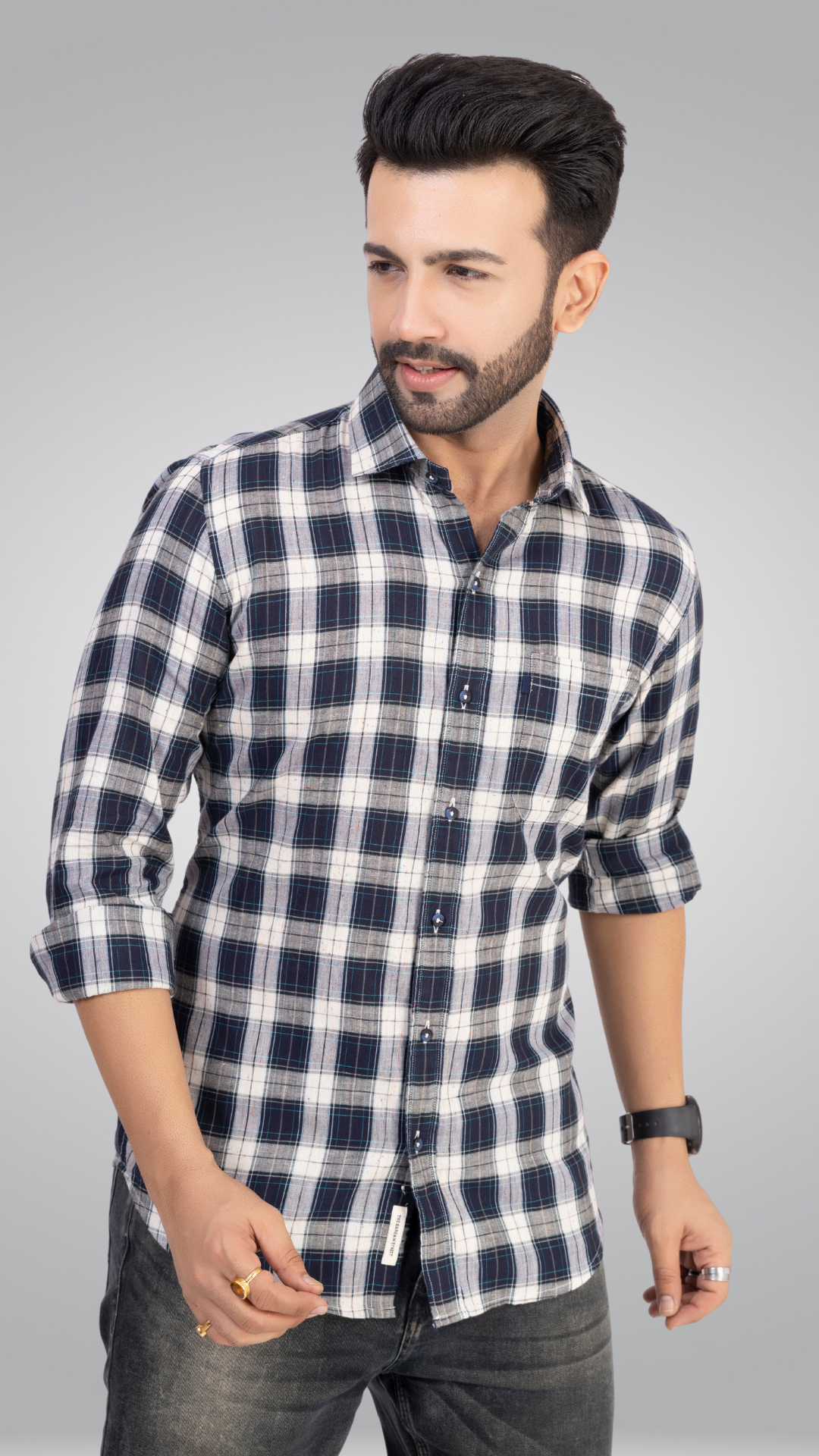 Blue and White Checks Shirt