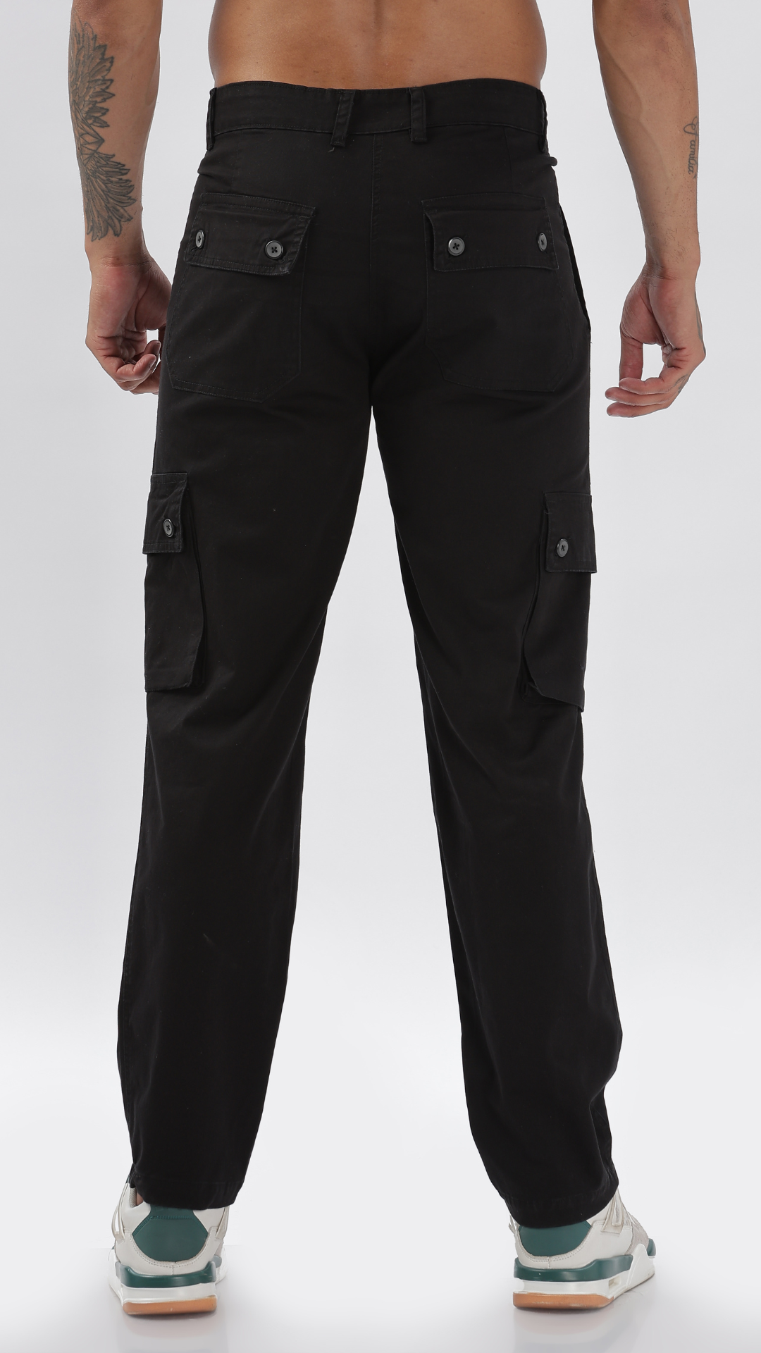 Black Straight Fit Cargo Pant