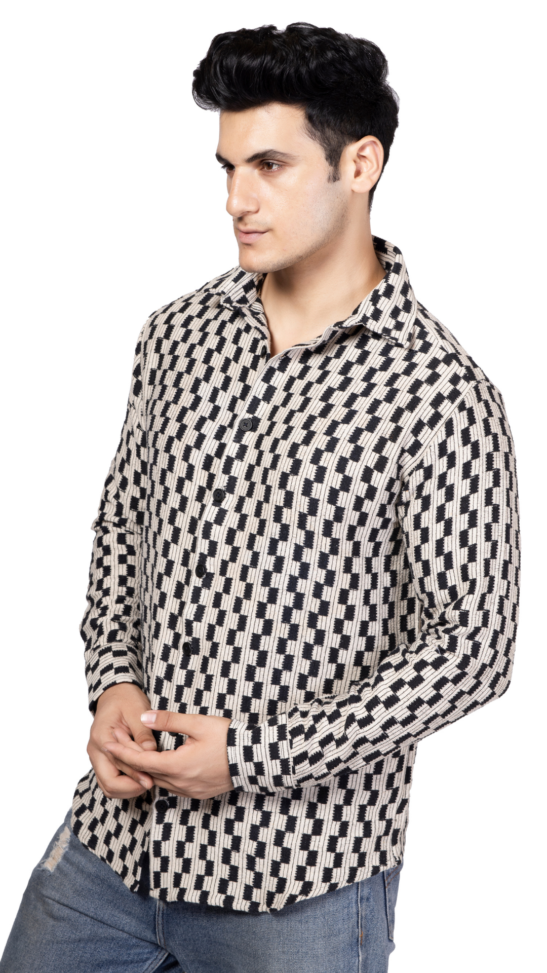 Checks Full Sleeve Crochet Shirt