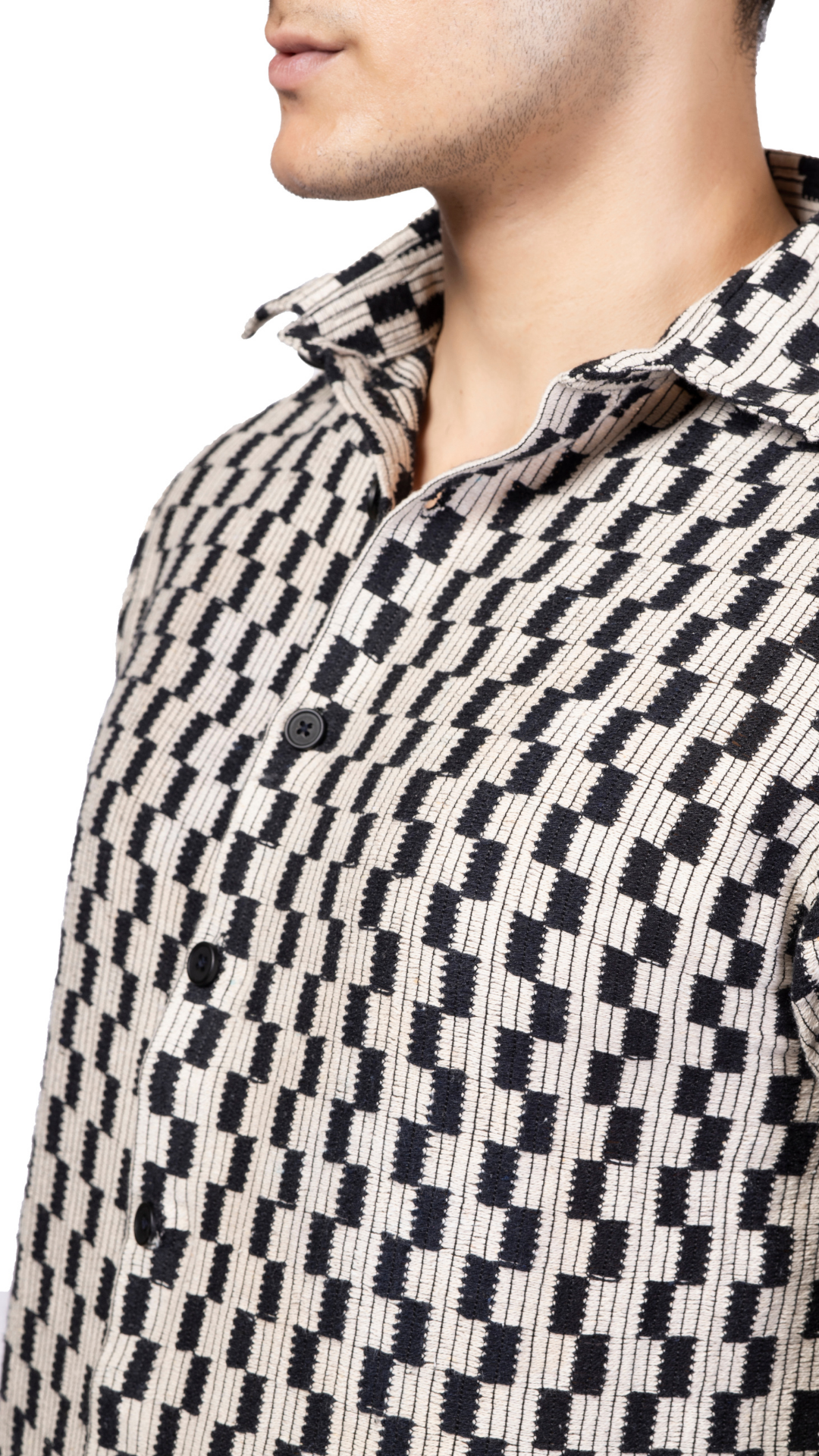 Checks Full Sleeve Crochet Shirt