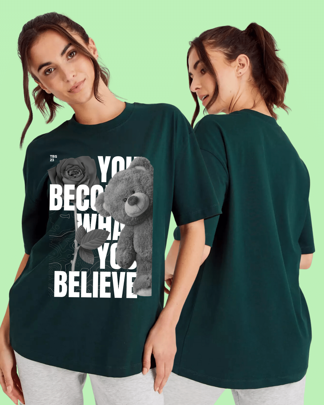 believe bottle green oversized tshirt