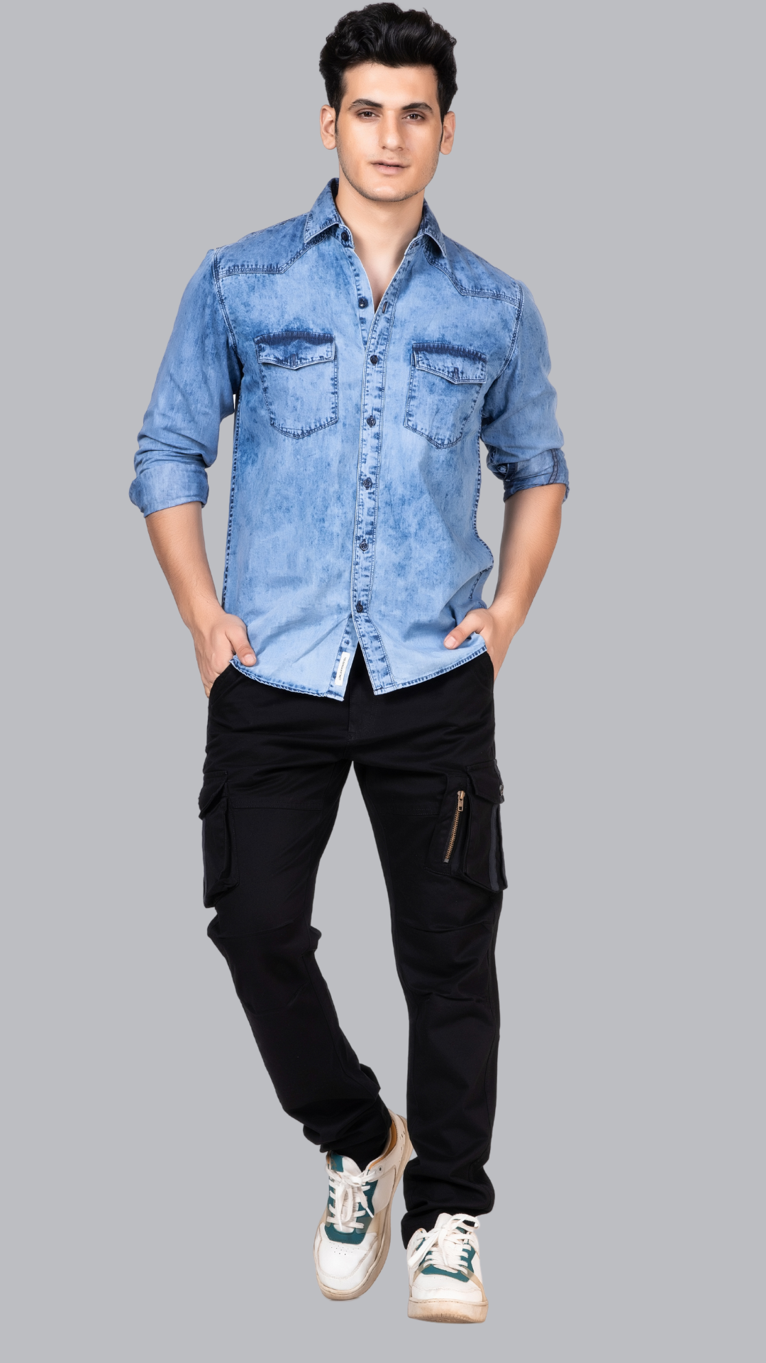 Black Cotton Cargo Pant