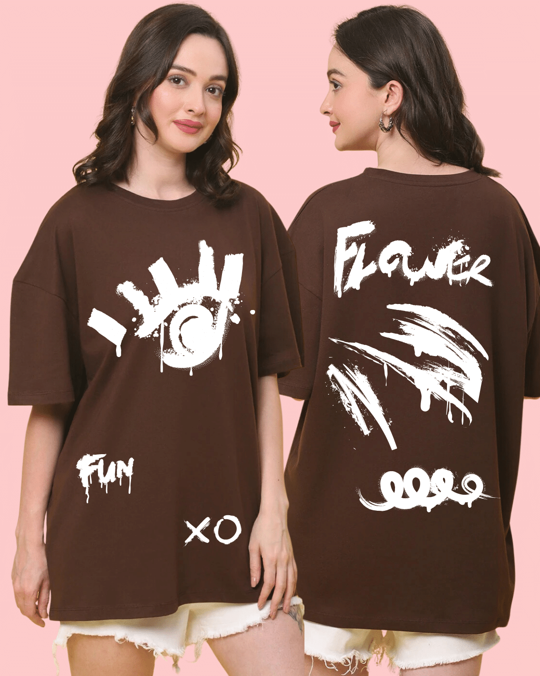xoxo coffee brown women's oversized tshirt