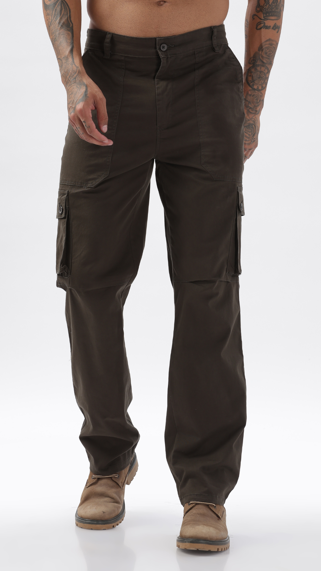 Dark Olive Straight Fit Cargo Pant