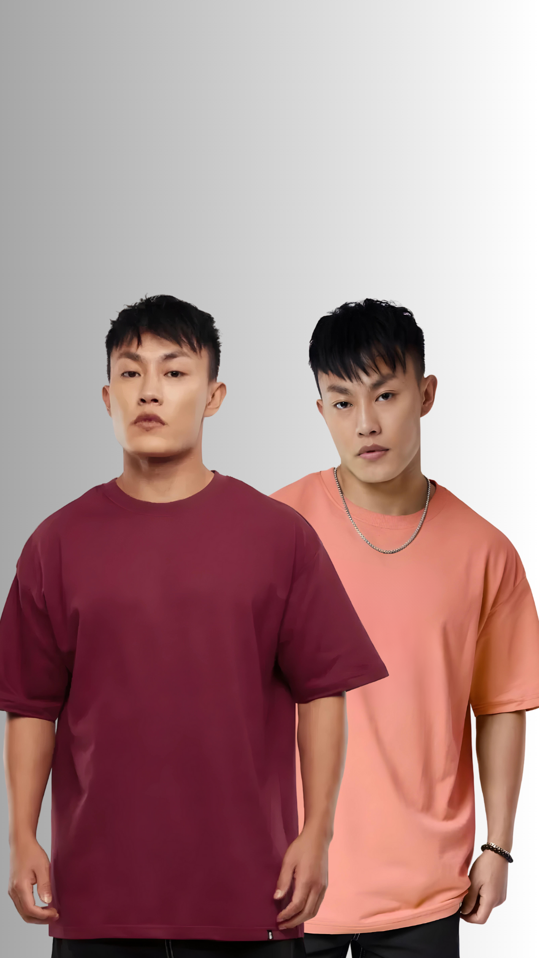 Pack Of 2 Oversized Tshirt Maroon And Salmon Pink