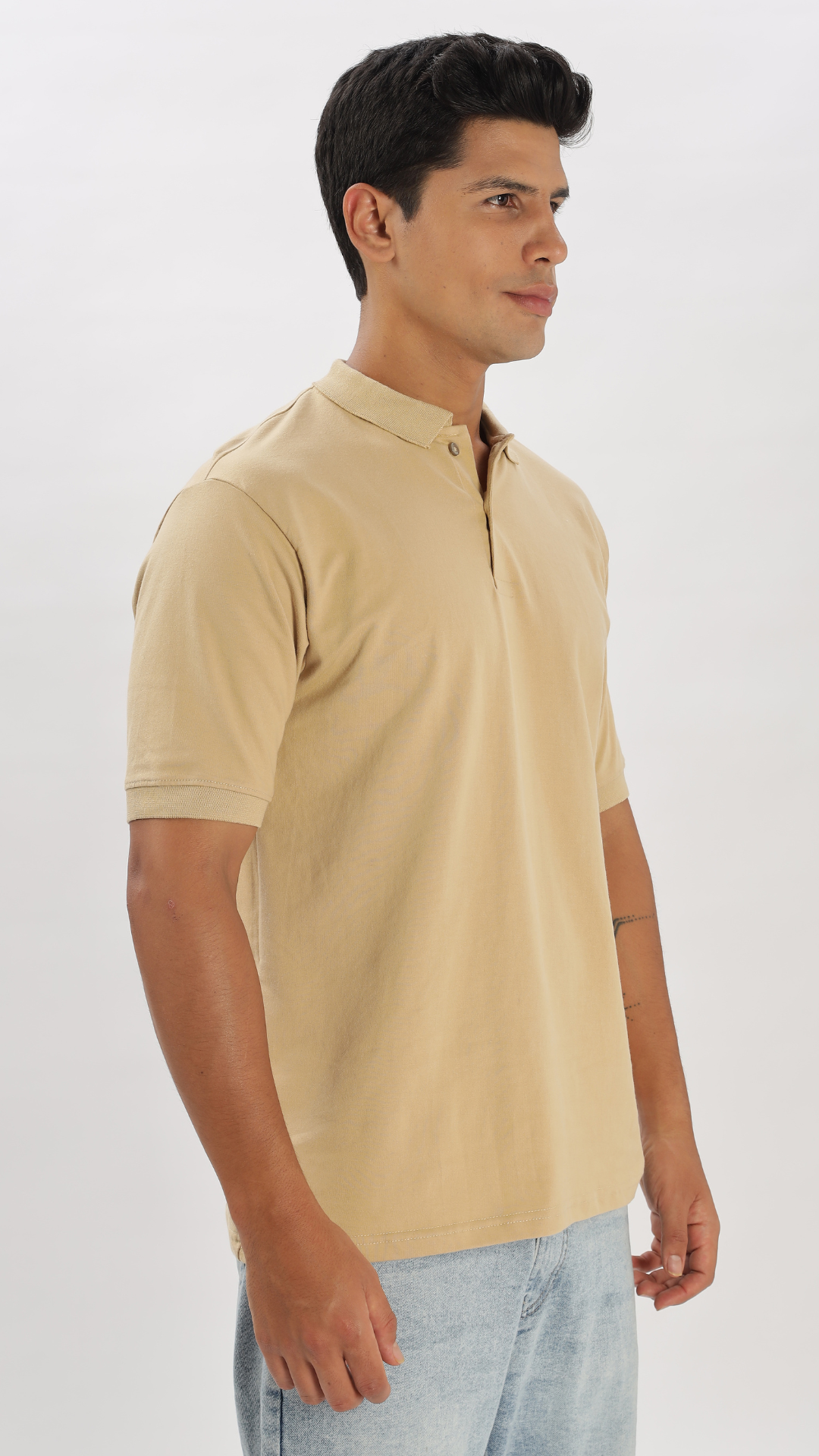 Plain Beige Oversized Polo Tshirt