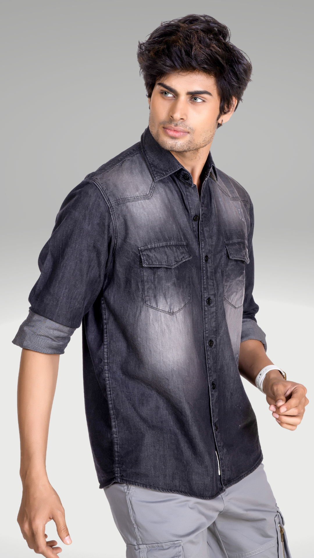 Classic Black Denim Shirt