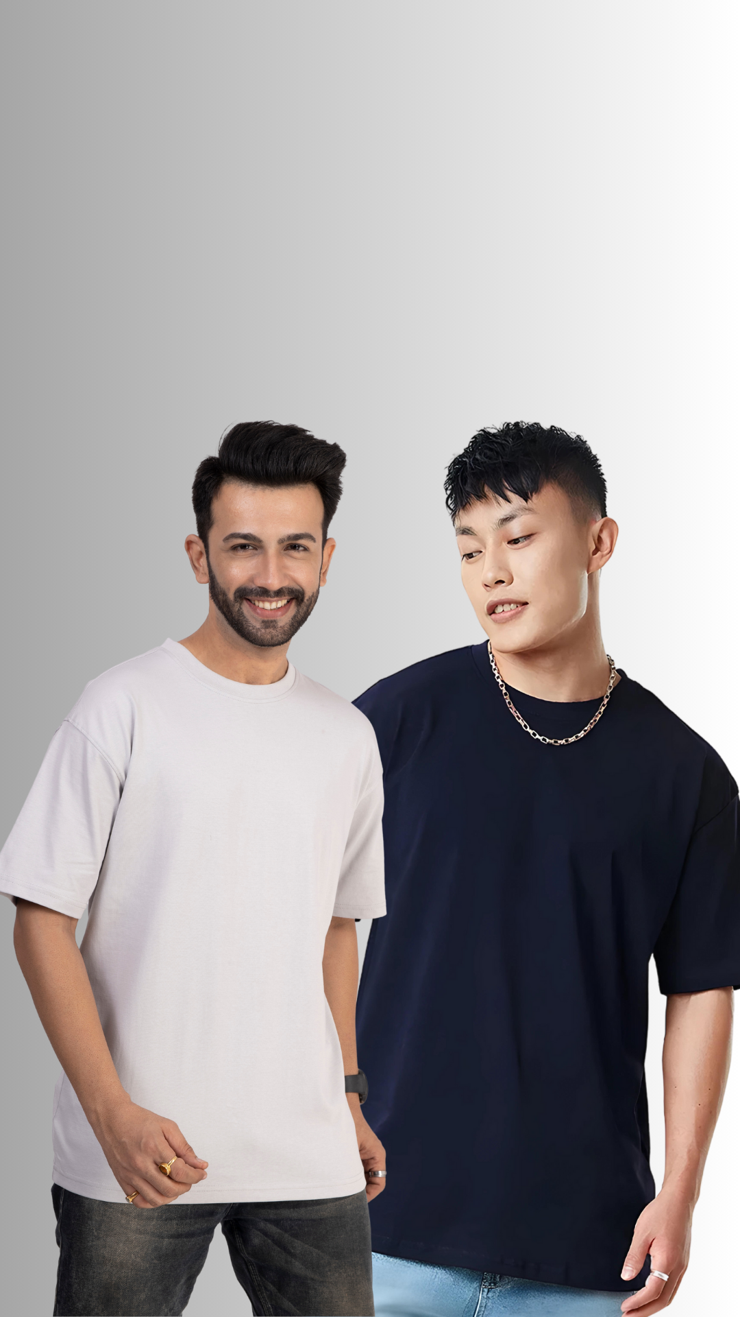 Pack Of 2 Oversized Tshirt Ash And Navy Blue