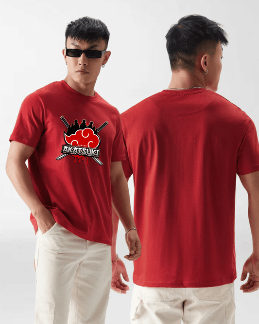 Akatsuki red cloud Red Round Neck Tshirt