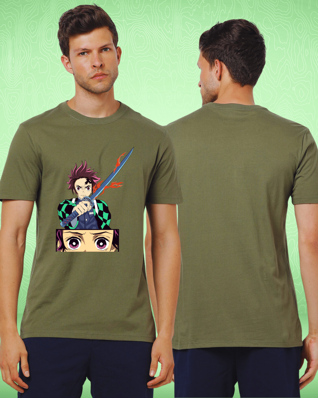 Tanjiro Kamado Olive Green Tshirt