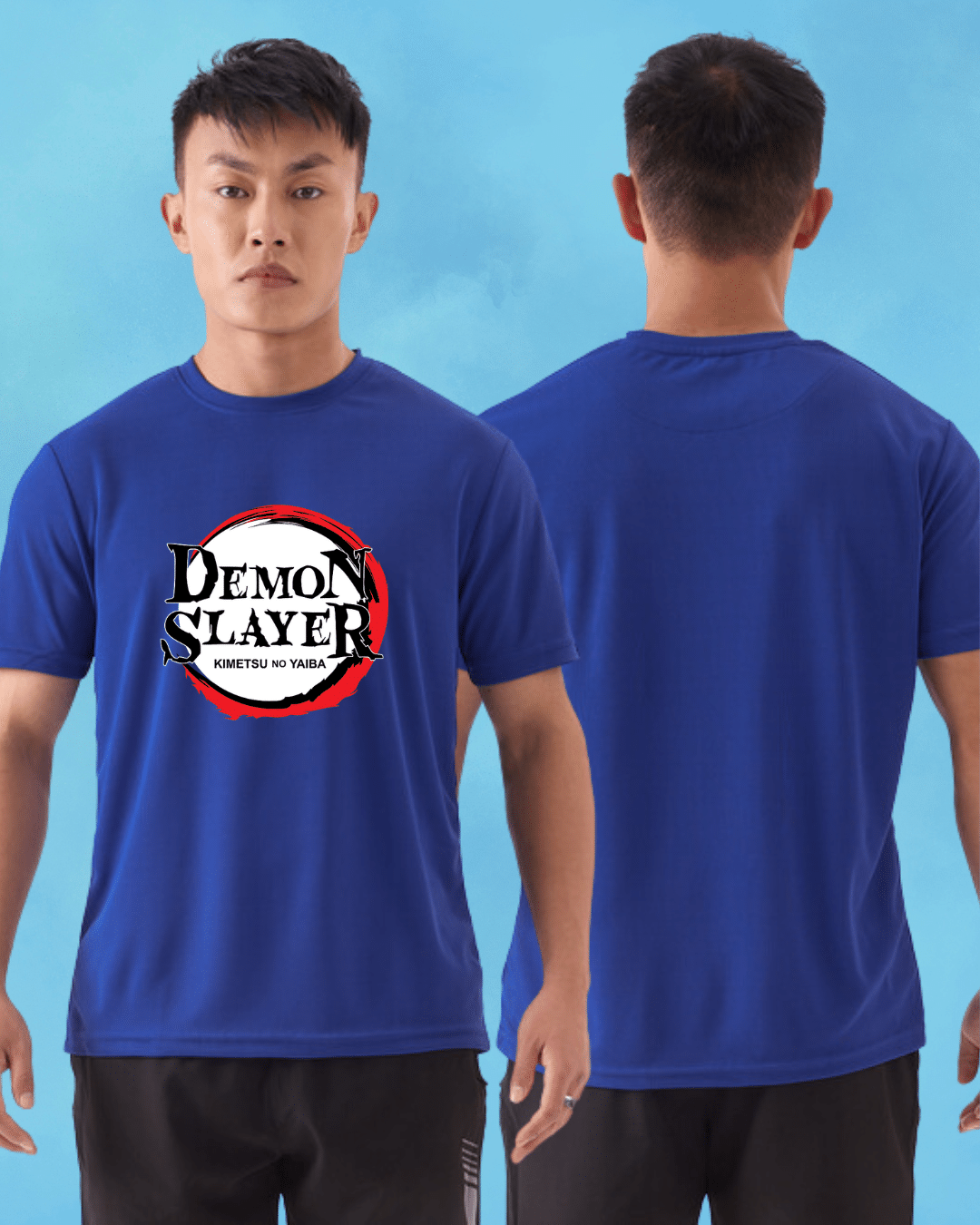 Demon Slayer front Royal Blue tshirt