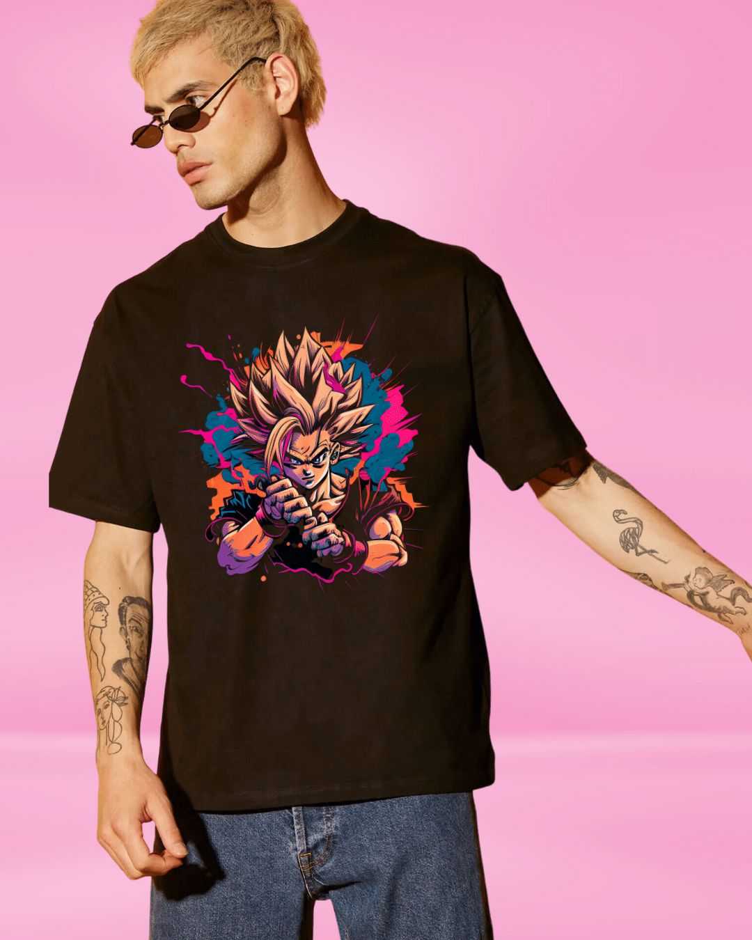 Goku Hands Black Oversized Tshirt