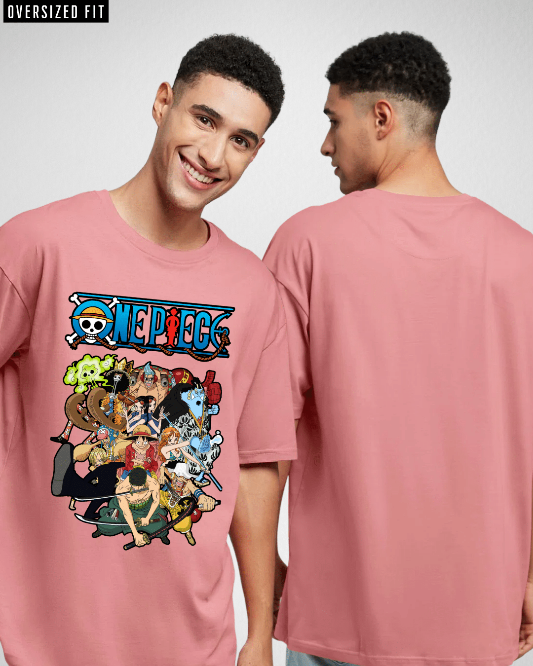 ONE PIECE Front SALMON PINK OVERSIZED TSHIRTS