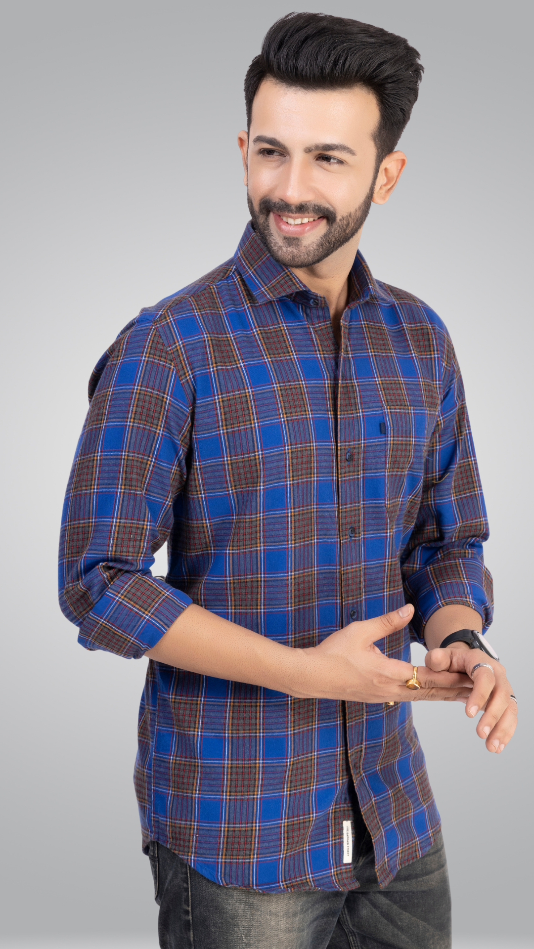 Blue and Grey Checks Shirt