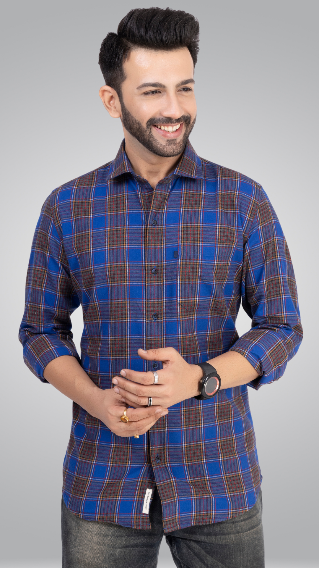 Blue and Grey Checks Shirt