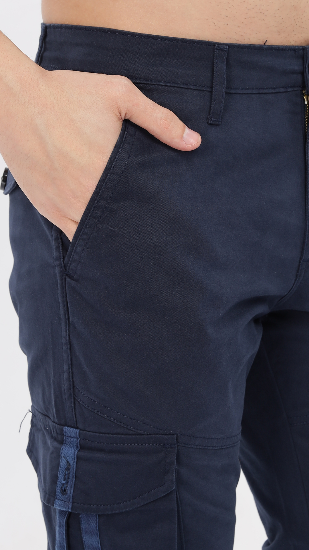 Navy Cotton Cargo Pant