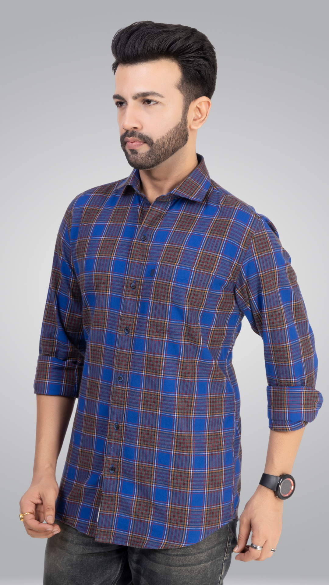 Blue and Grey Checks Shirt