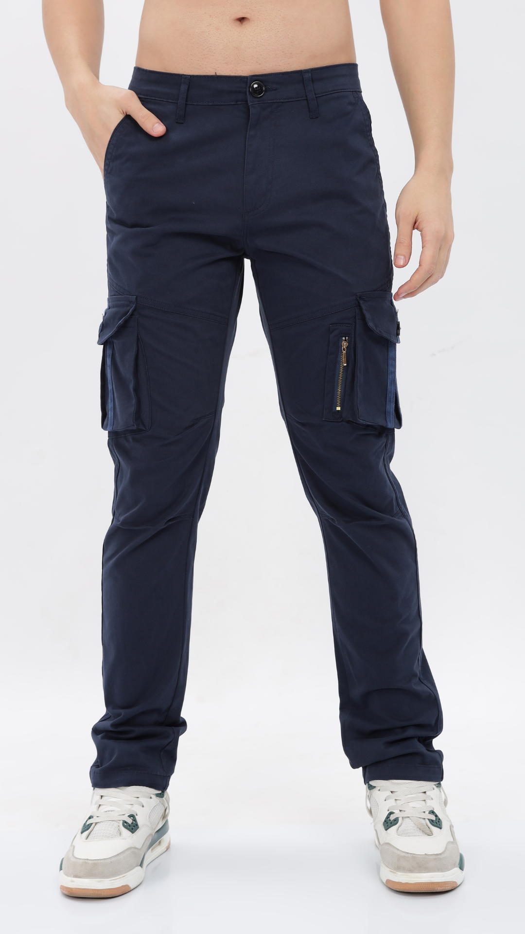 Navy Cotton Cargo Pant