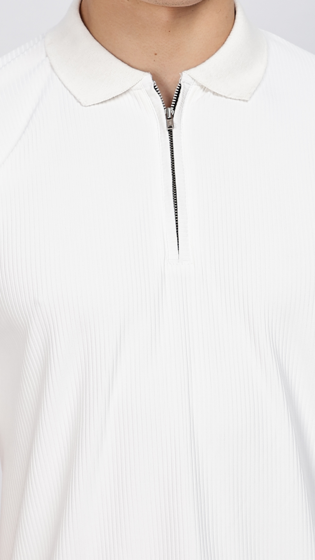 White Zipper Polo T-shirt