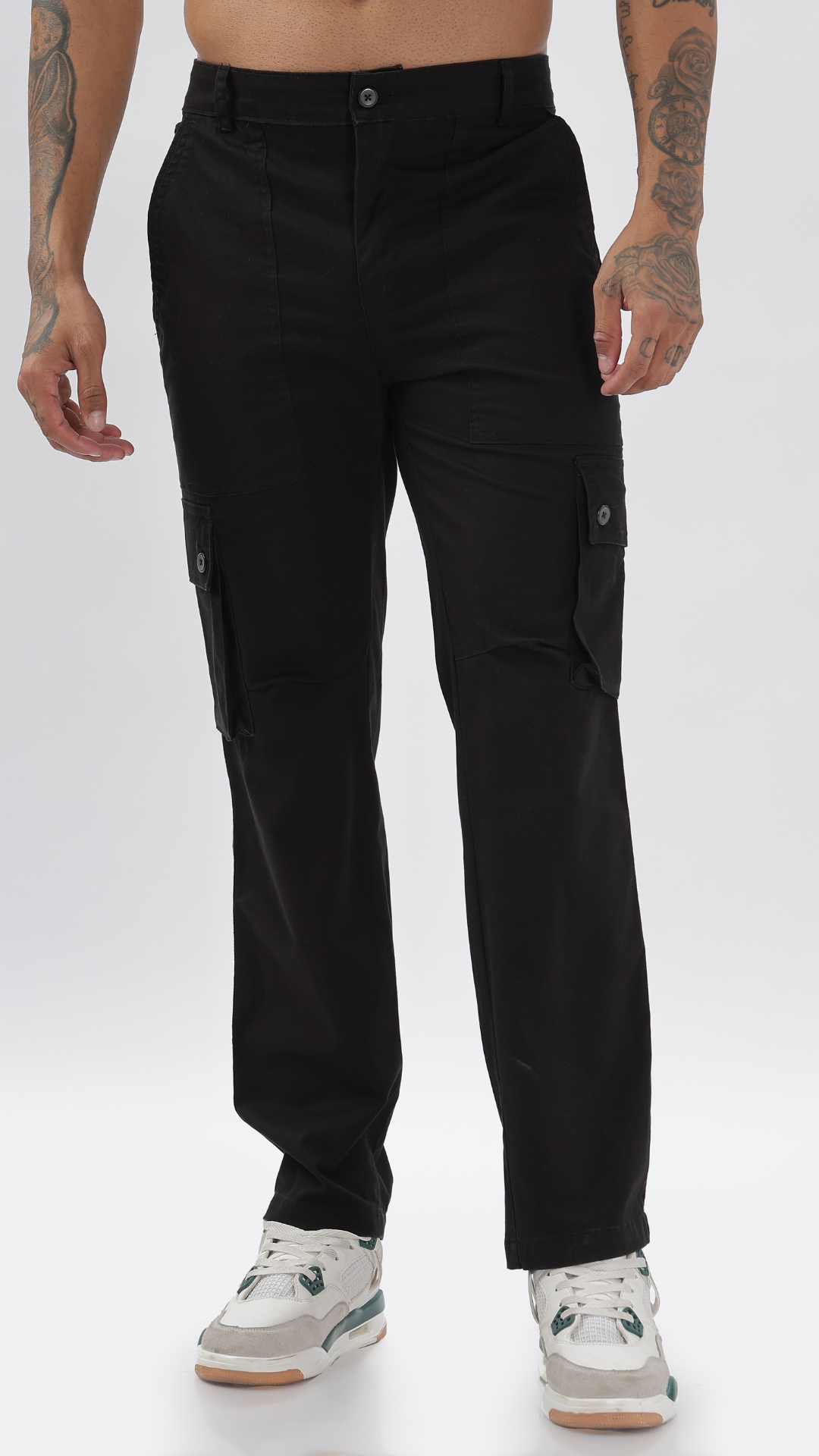 Black Straight Fit Cargo Pant