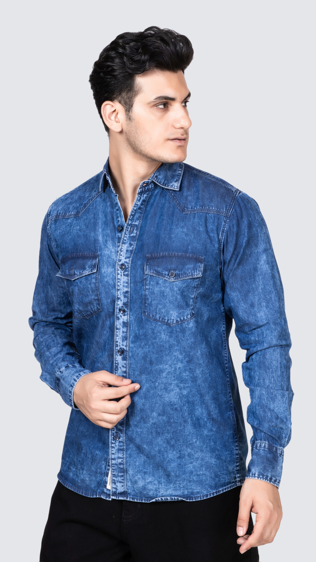 Classic Dark Blue Denim Shirt