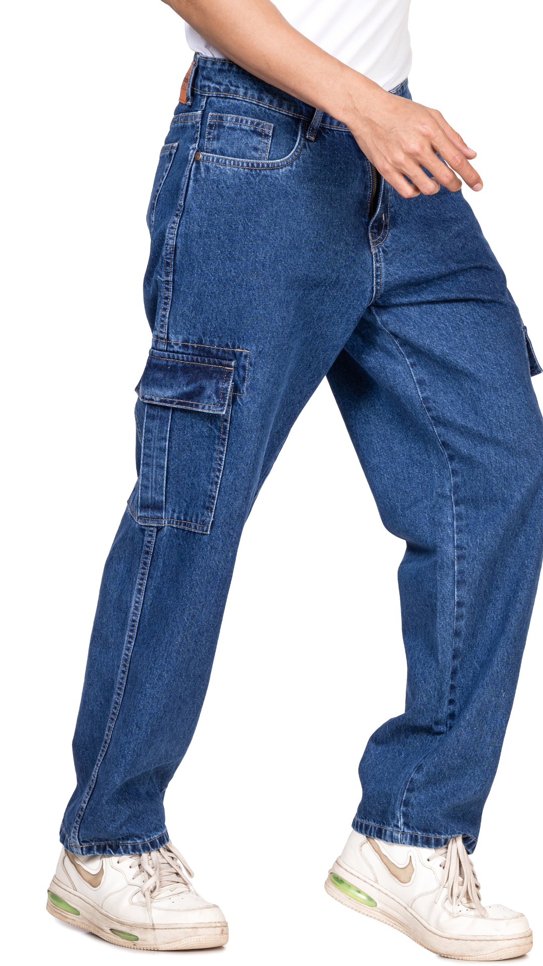 DENIM BLUE CARGO BAGGY FIT JEANS