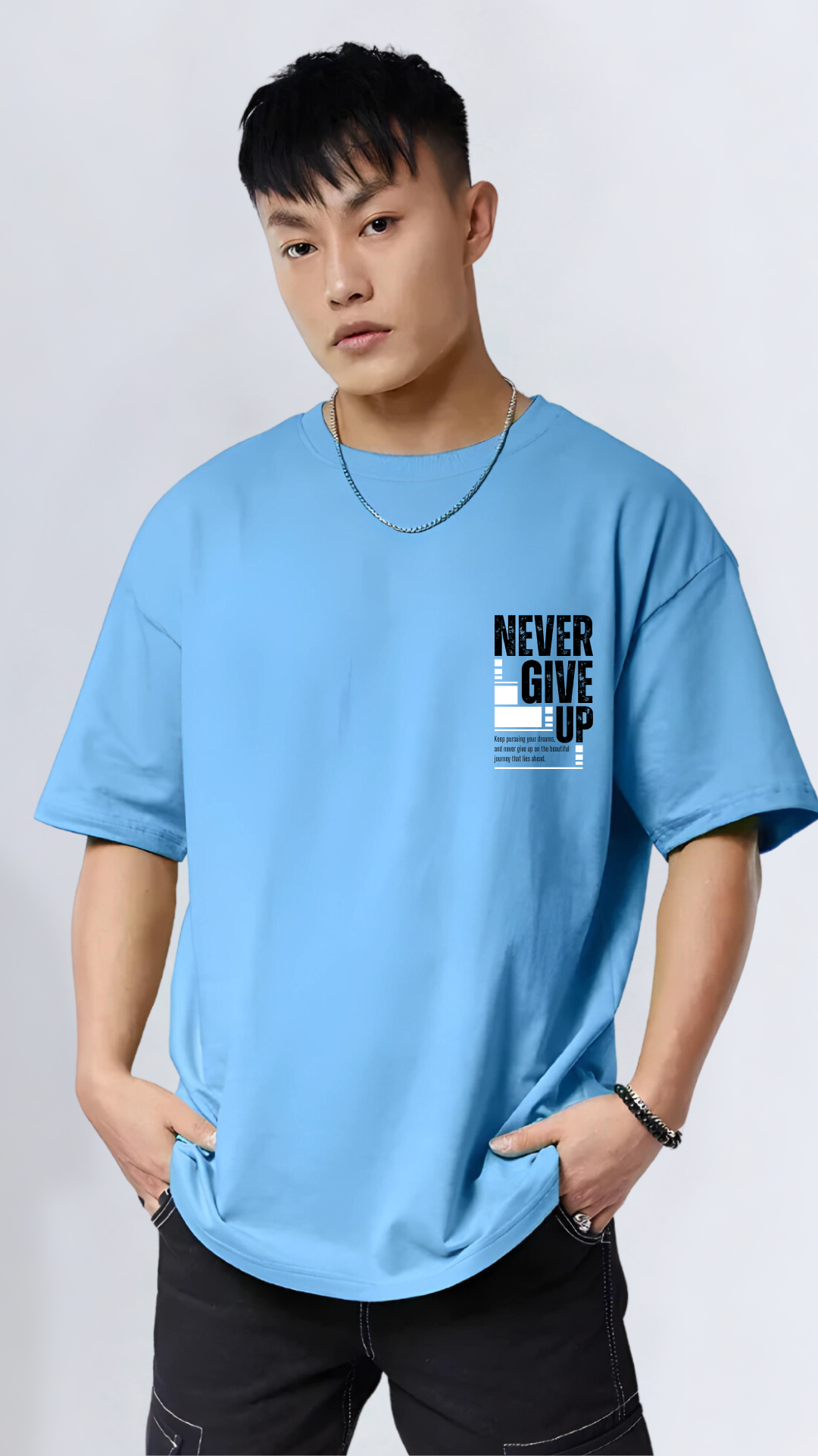 Never Give Up Sky Oversized Tshirt