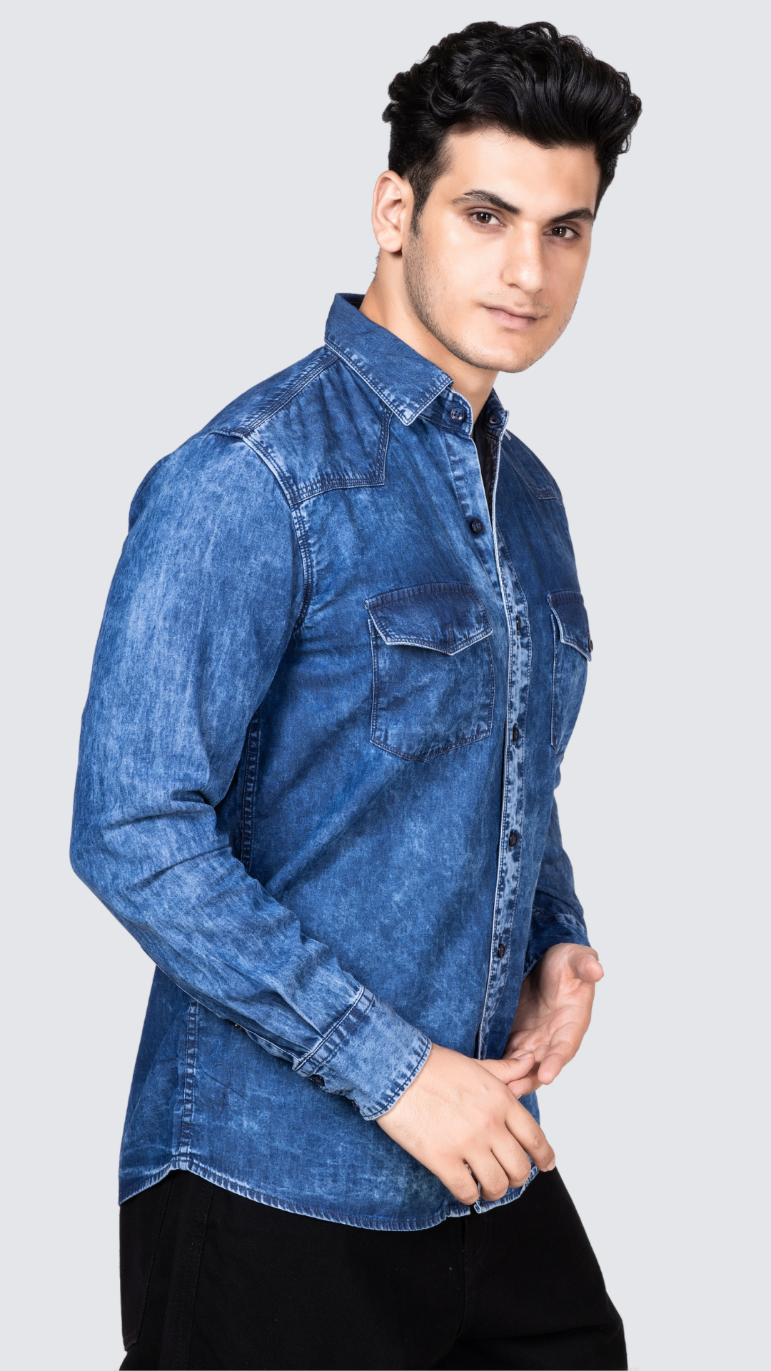 Classic Dark Blue Denim Shirt