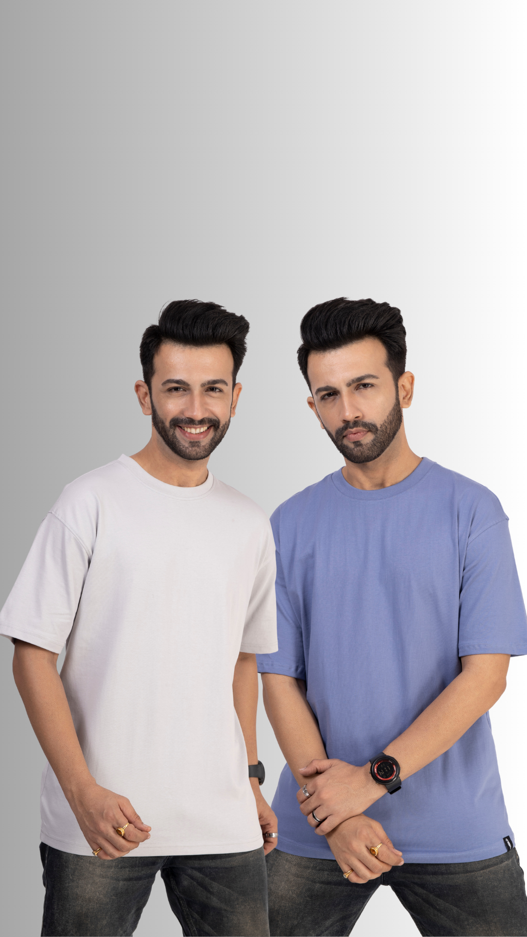 Pack Of 2 Oversized Tshirt Ash And Atlantic Blue