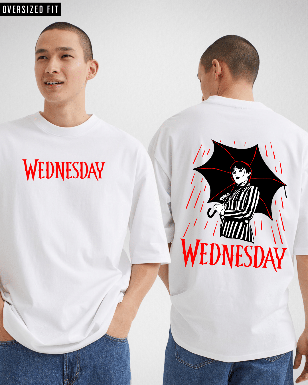 Wednesday umbrella White Oversized Tshirt