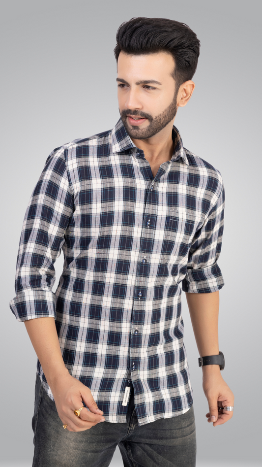 Blue and White Checks Shirt