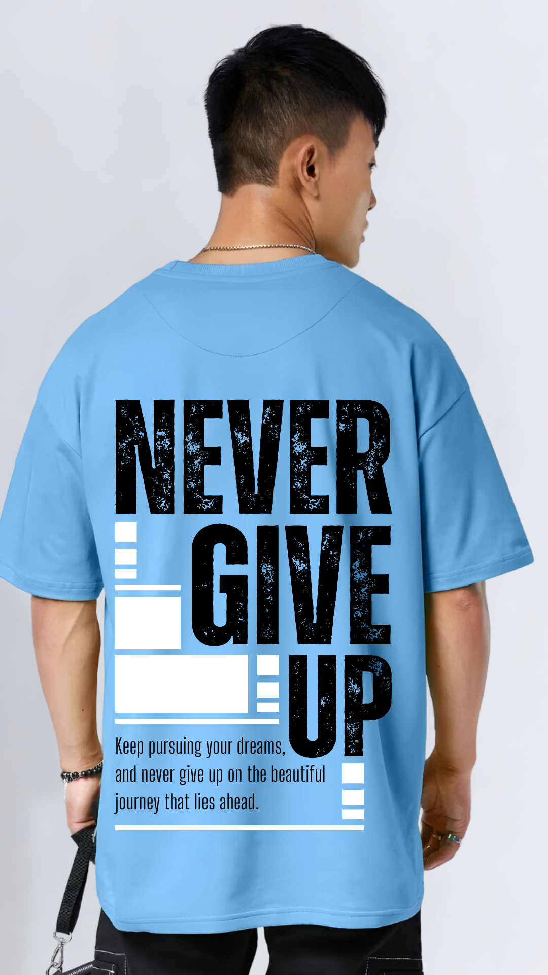 Never Give Up Sky Oversized Tshirt