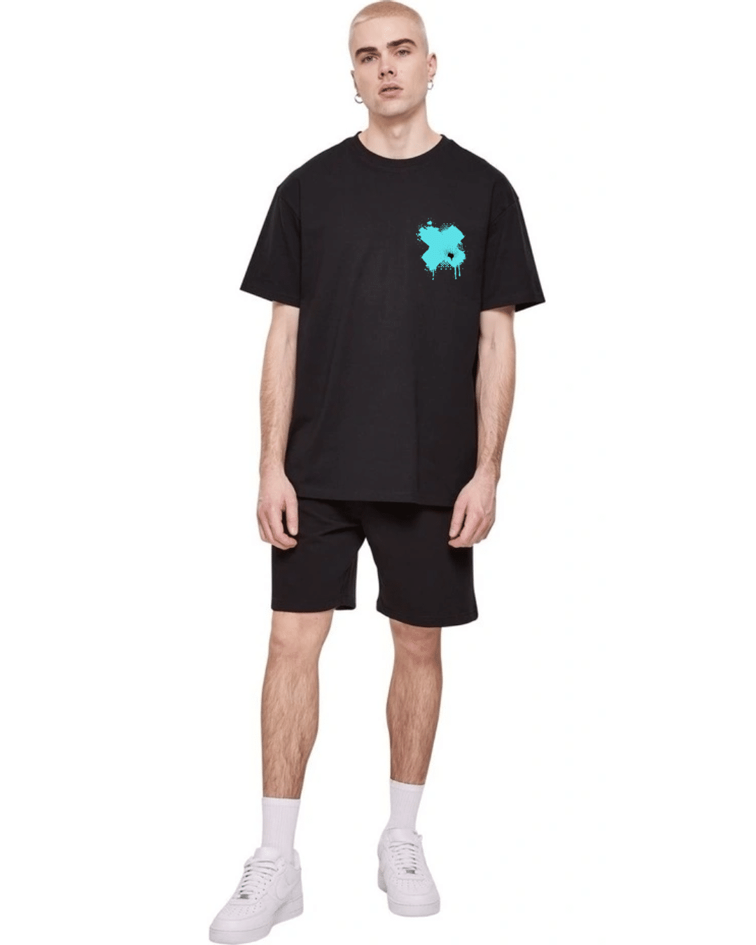 X graphic Printed Black Oversized Tshirt