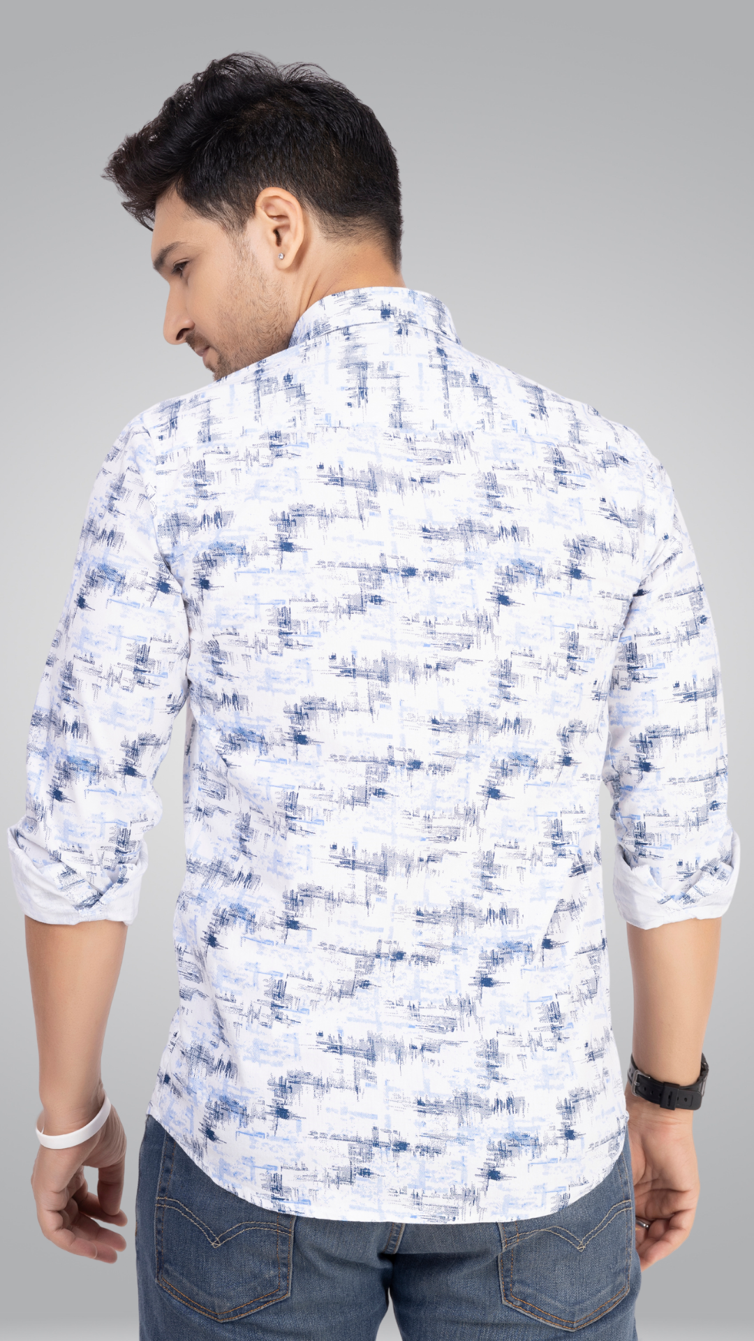 Blue and White Printed Shirt