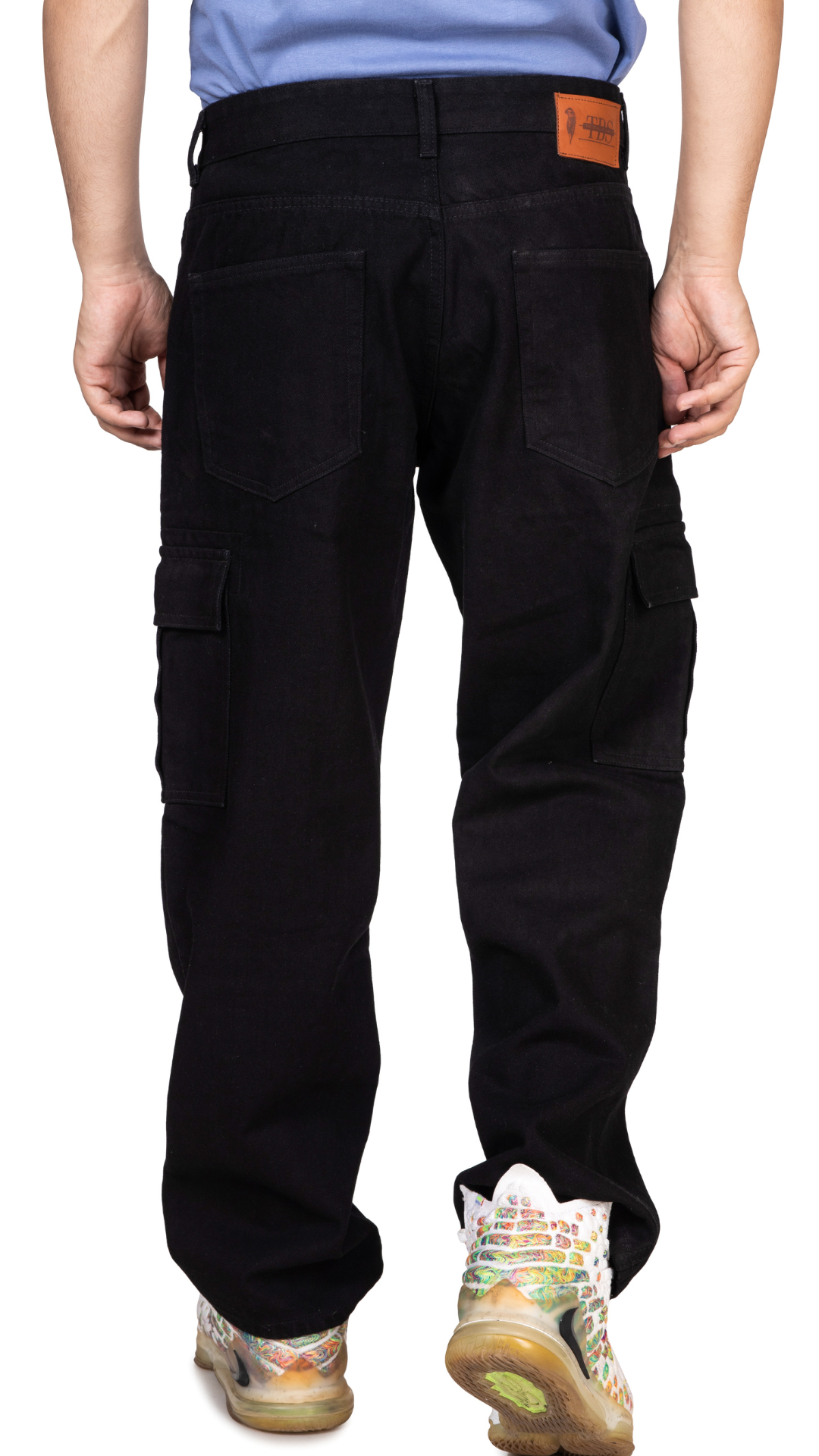 BLACK CARGO BAGGY FIT JEANS