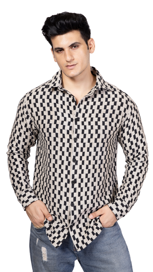 Checks Full Sleeve Crochet Shirt