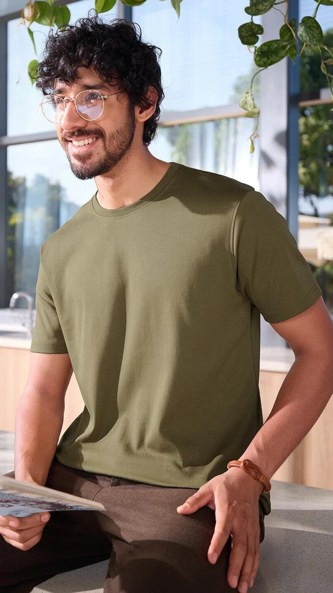 Olive Green Round Neck Tshirt