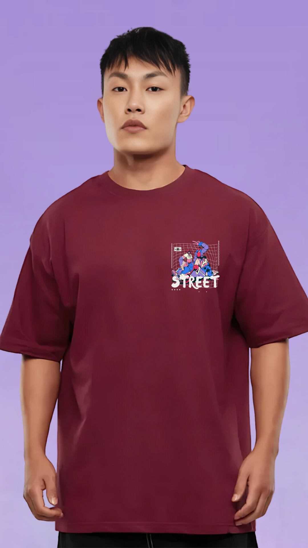 Street Maroon Oversized Tshirt