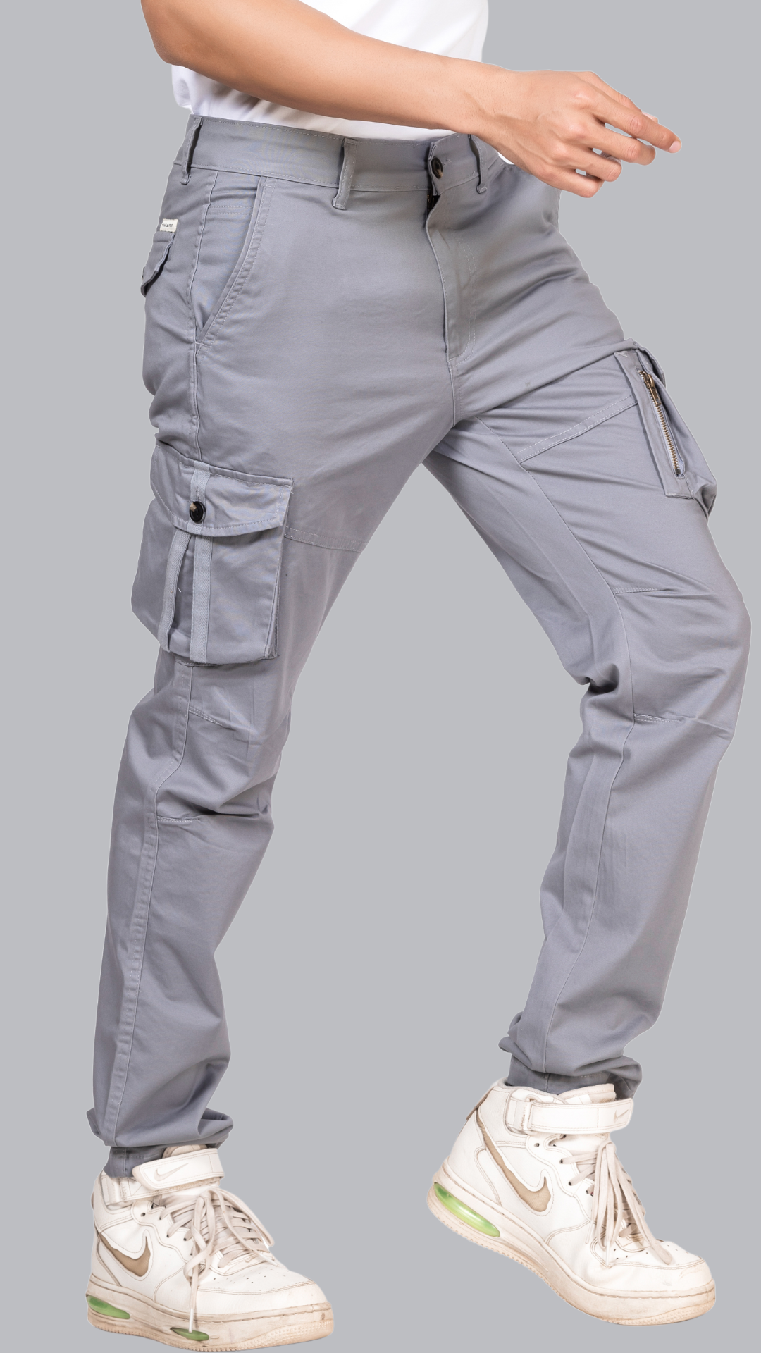 Grey Cotton Cargo Pant