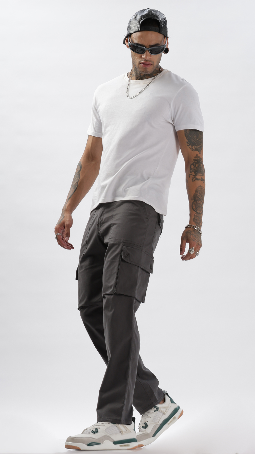 Grey Straight Fit Cargo Pant