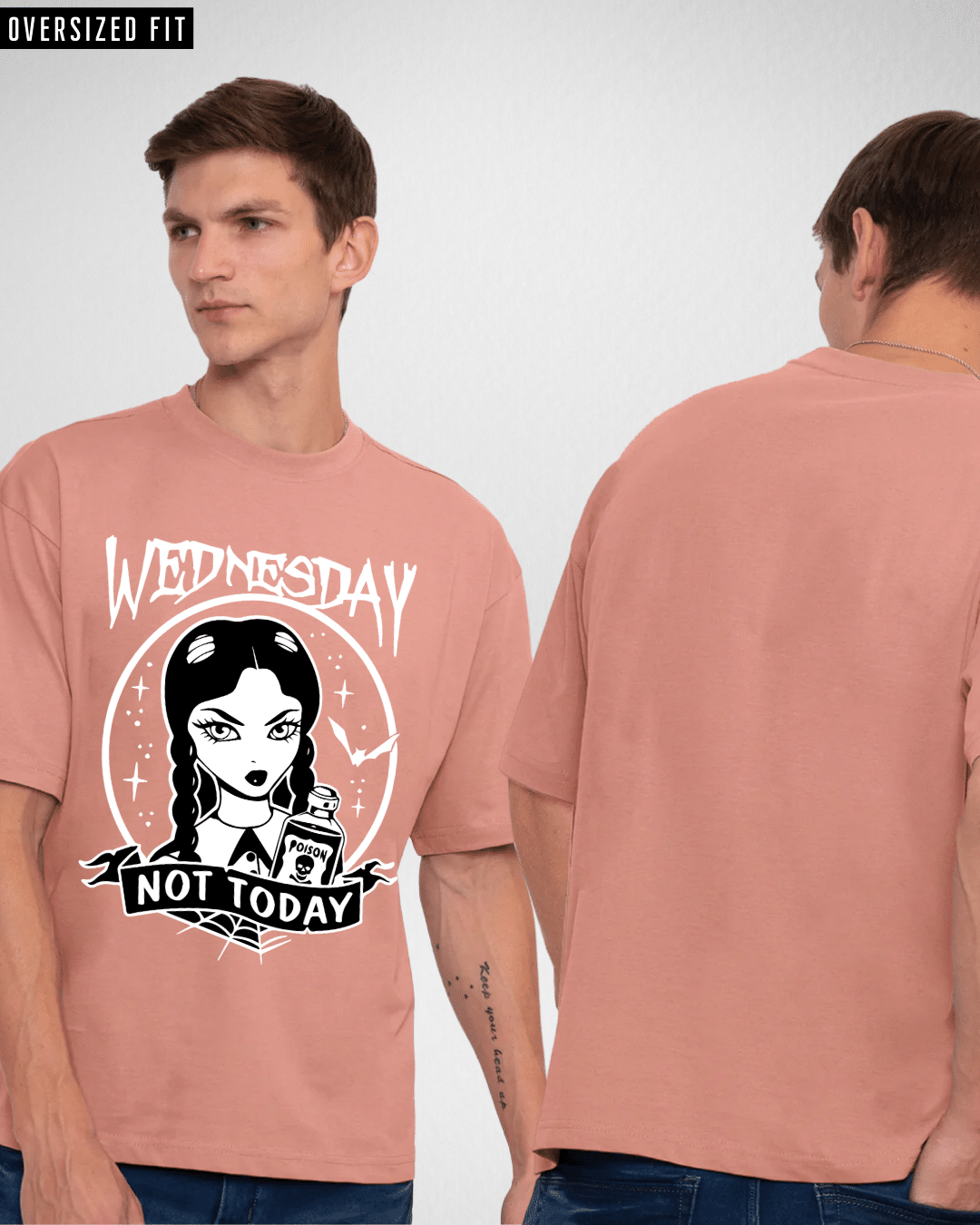 Wednesday Not Today Salmon Pink Oversized Tshirt