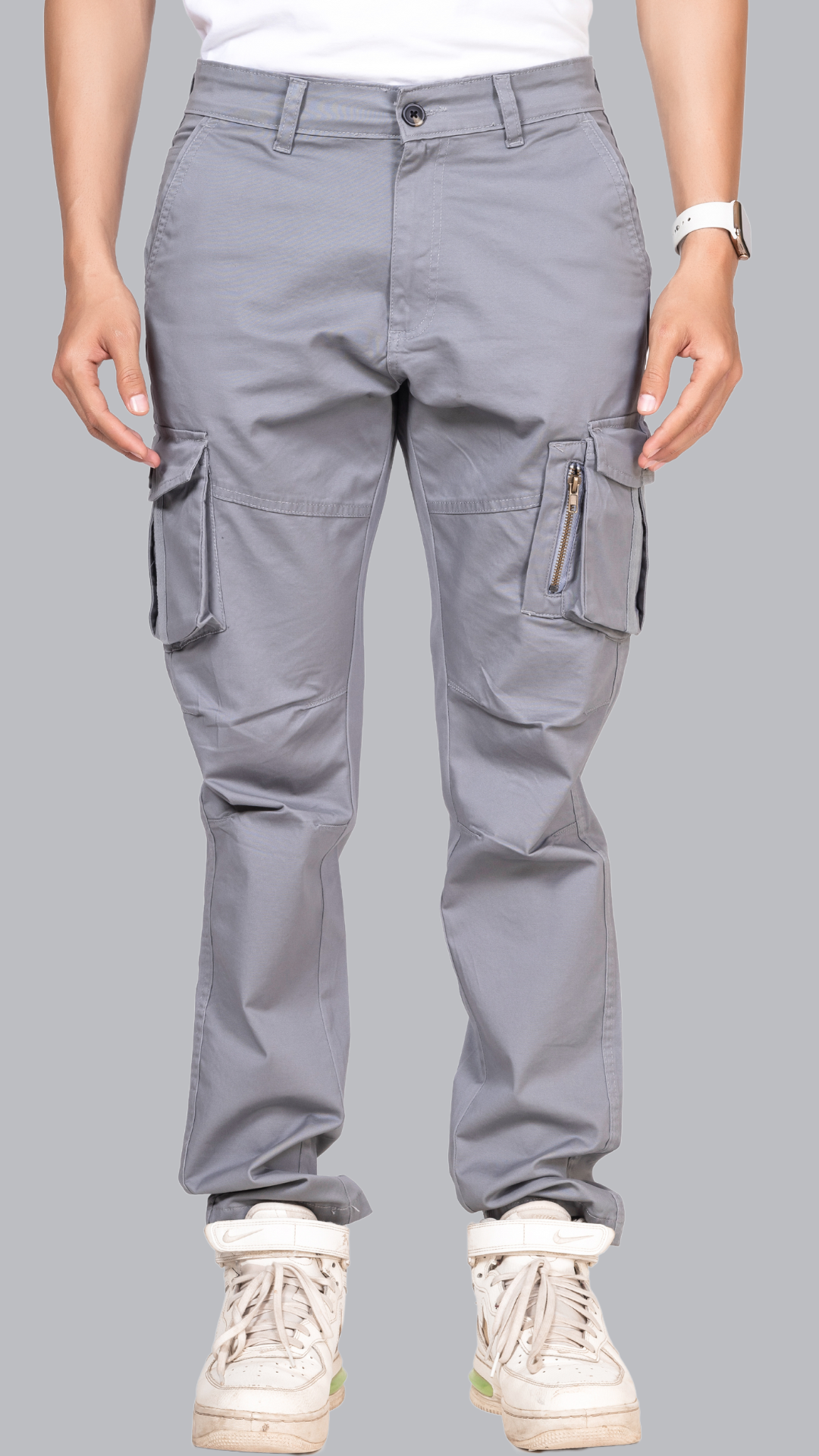 Grey Cotton Cargo Pant