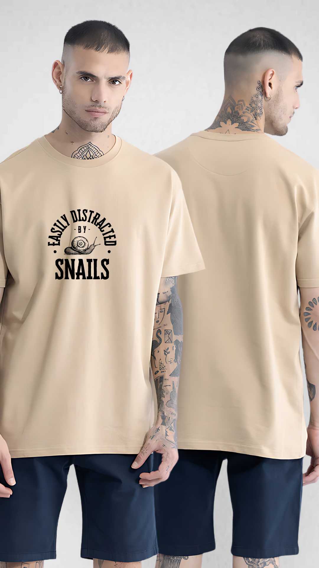 Snail Beige Oversized Tshirt