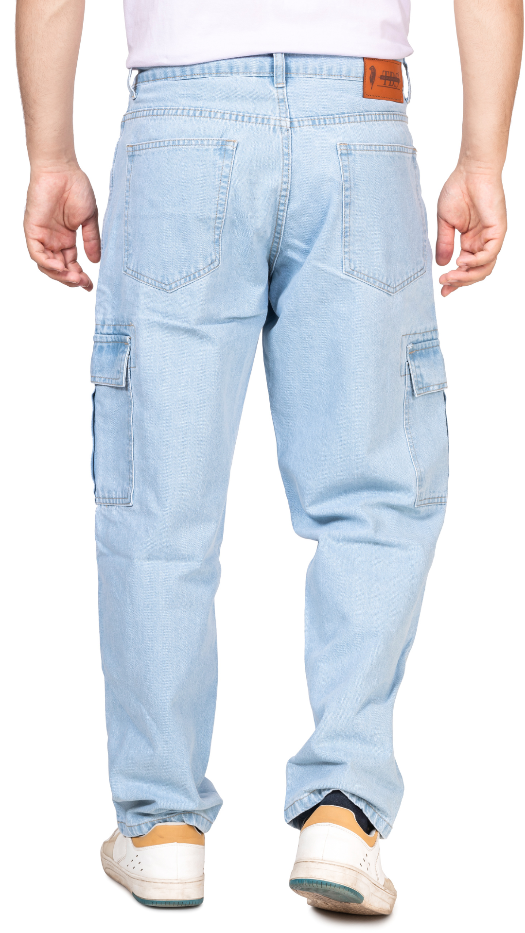 ICE BLUE CARGO BAGGY FIT JEANS