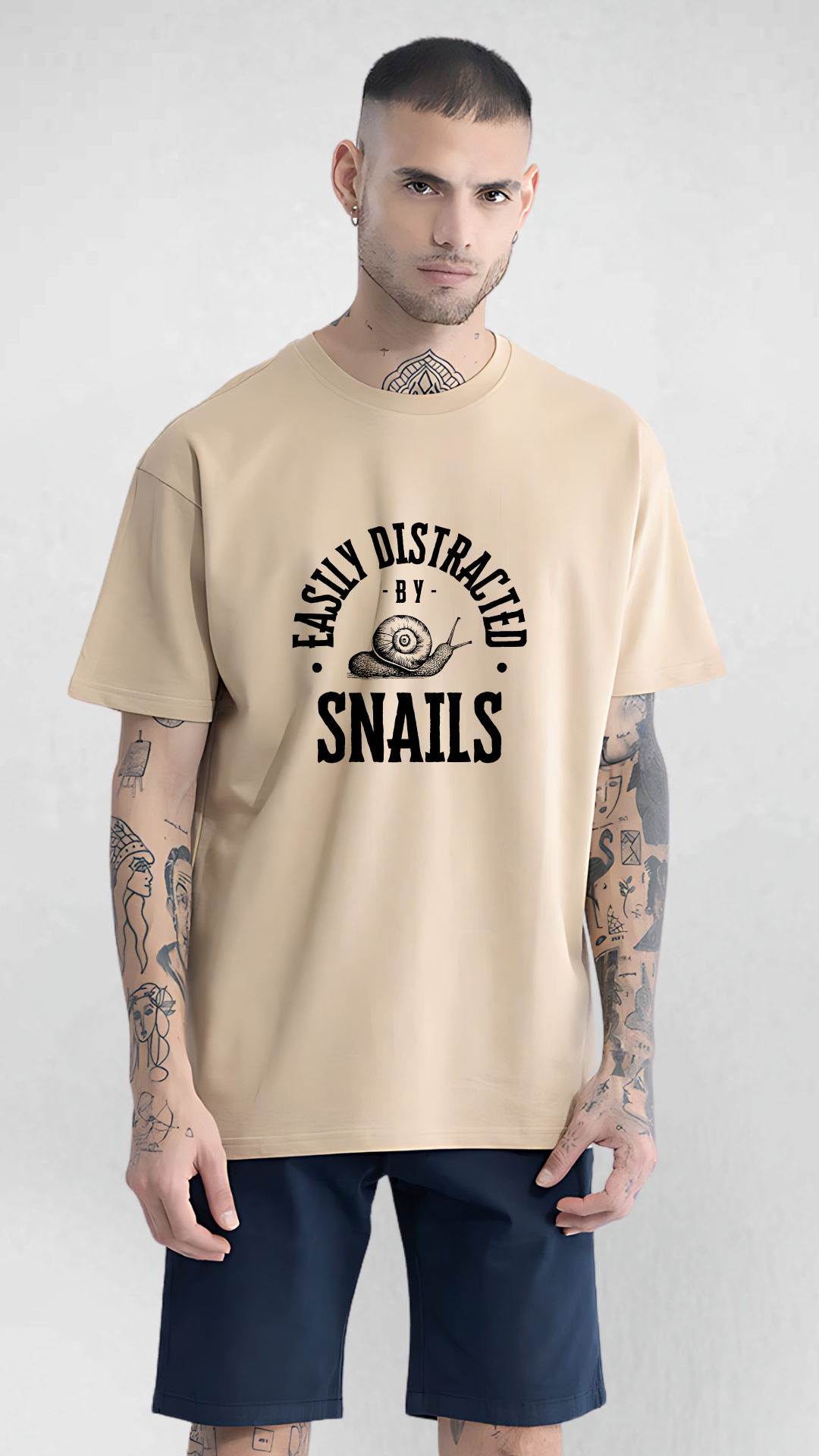 Snail Beige Oversized Tshirt