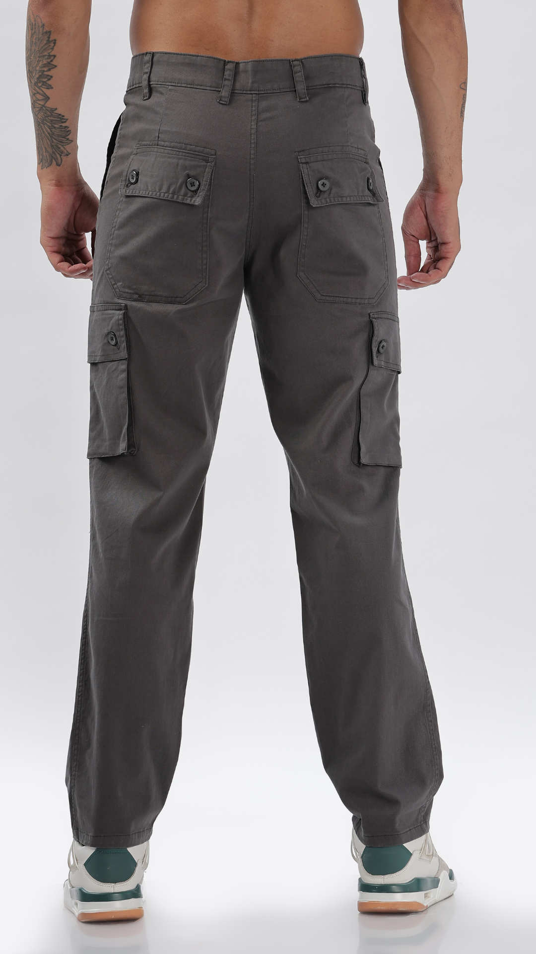 Grey Straight Fit Cargo Pant