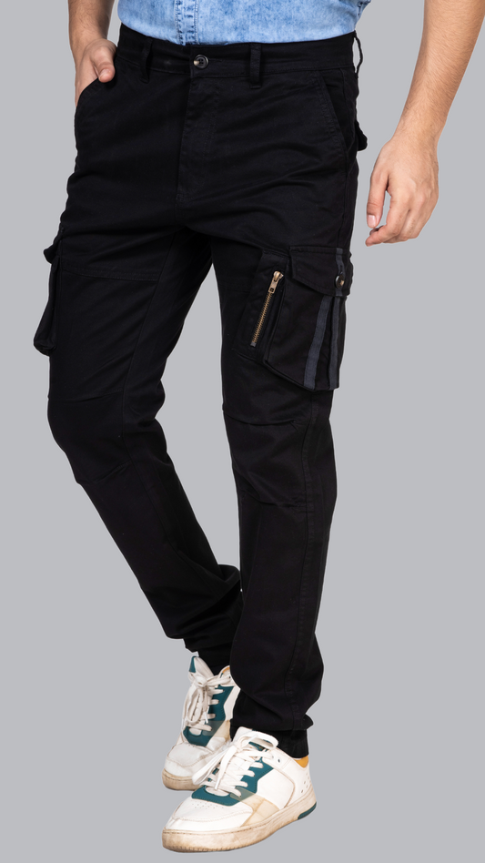 Black Cotton Cargo Pant