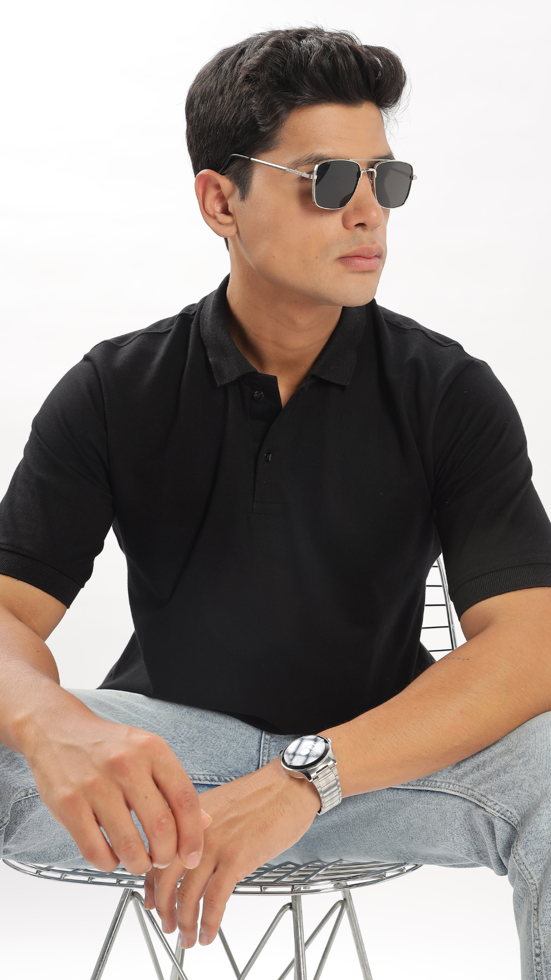 Black Oversized Polo Tshirt