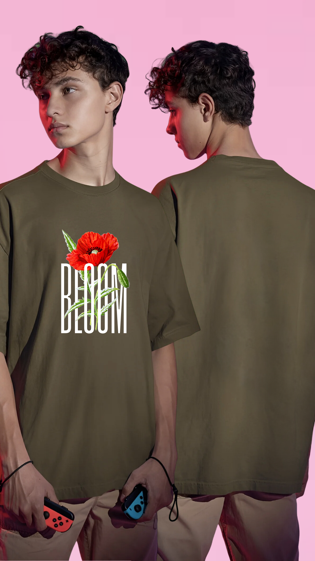 Bloom Olive Oversized Tshirt